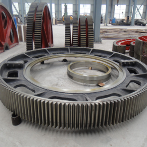 Split two‑half girth gear for cement ball mill, cast steel big gear ring workshop finished product