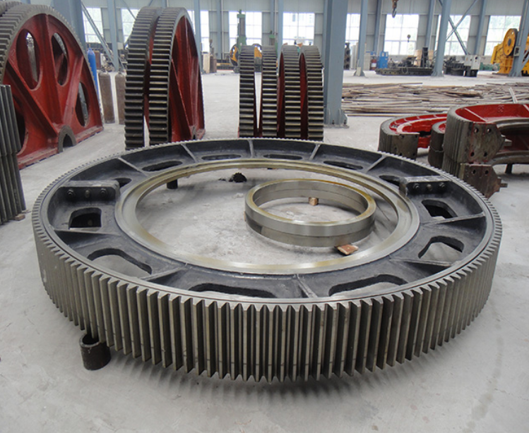 Split two‑half girth gear for cement ball mill, cast steel big gear ring workshop finished product Split two‑half girth gear for cement ball mill, cast steel big gear ring workshop finished product