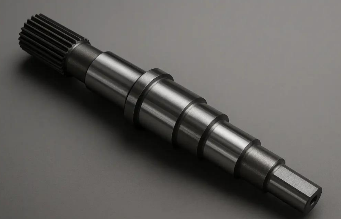 Keyway close-up of precision machined transmission drive shaft Keyway close-up of precision machined transmission drive shaft